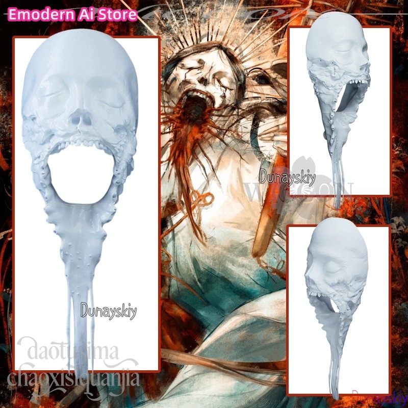 Anime Cosplay Face - Horreur Anime blanc bricolage coloriage effrayant
