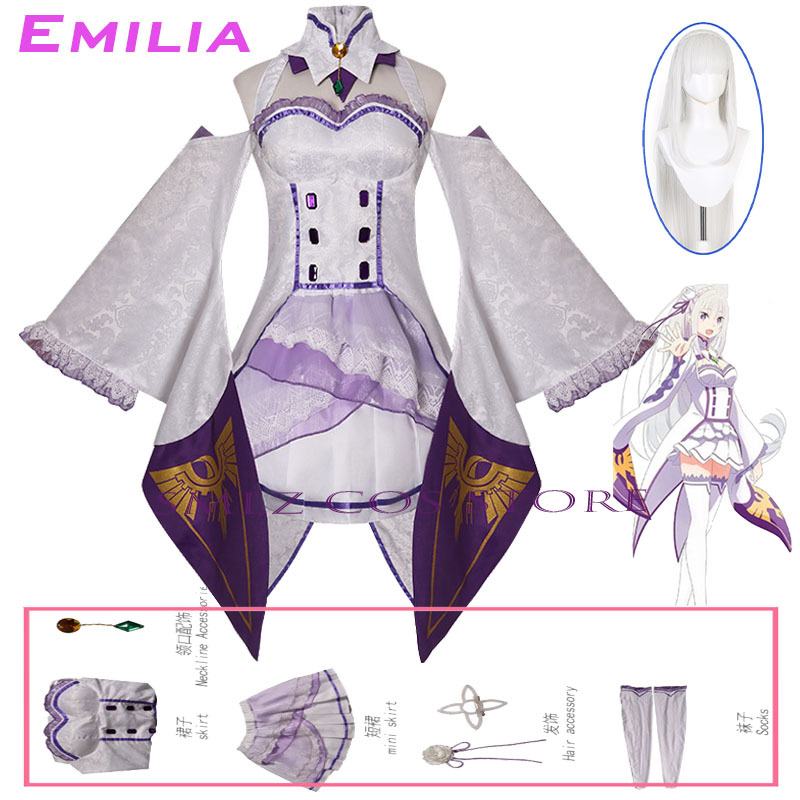 Anime Cosplay Dress For Women - Costume de cosplay Emilia Anime Re