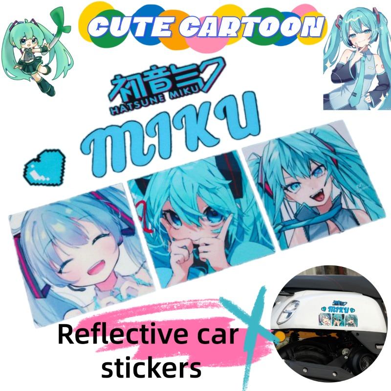 Anime Cosplay Miku - Nouveaux autocollants réfléchissants créatifs Hatsune Miku