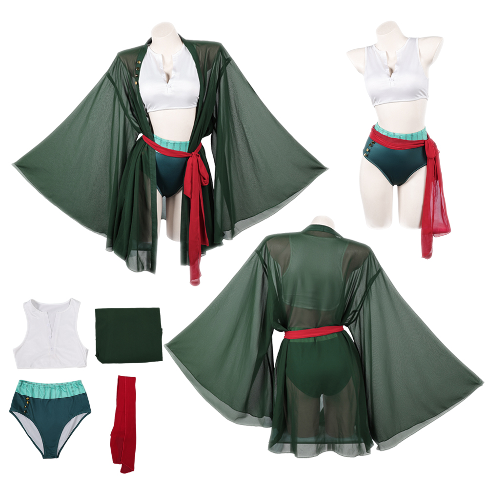 Anime Zoro Cosplay Female - Kimono vert foncé pour femmes, Costume